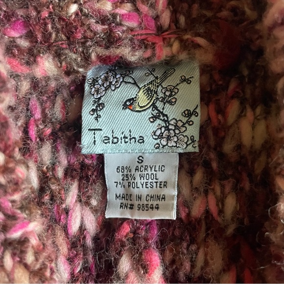 Tabitha Anthropologie Marled Wool Pink Chunky Knit Sweater Shrug Sz S - Picture 11 of 12